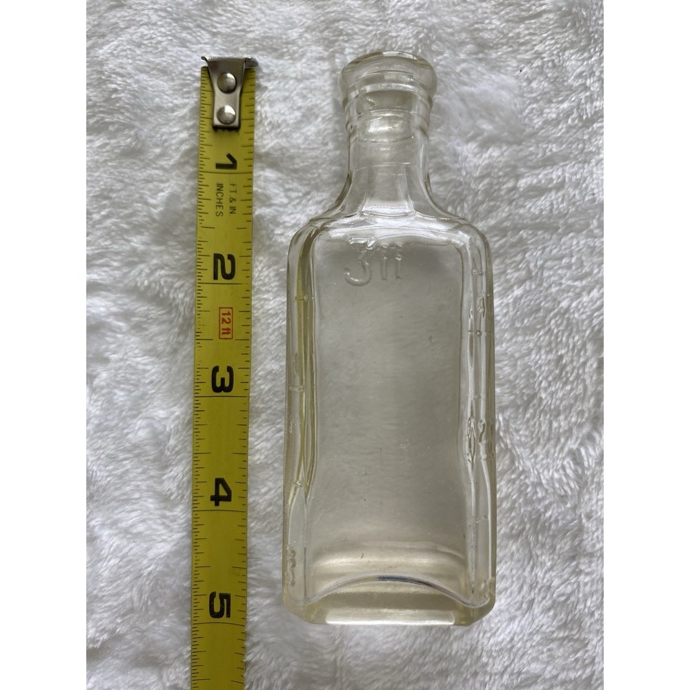 Vintage Owens 3iii Clear Glass Medicine Bottle Graduated Measurements Apothecary - Picture 1 of 6
